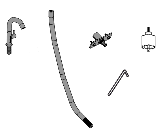 AL-I-Conjunto de herramientas y materiales suministrados con el grifo Gardentub