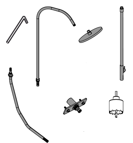 AL-I-Conjunto de herramientas y materiales suministrados con la ducha Gardentub